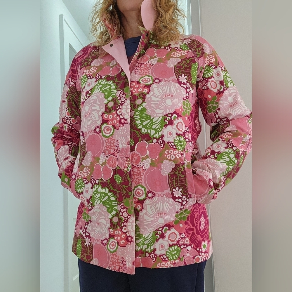 London Fog Reversible Pink/Floral Women's Coat Size Small - Picture 2 of 13